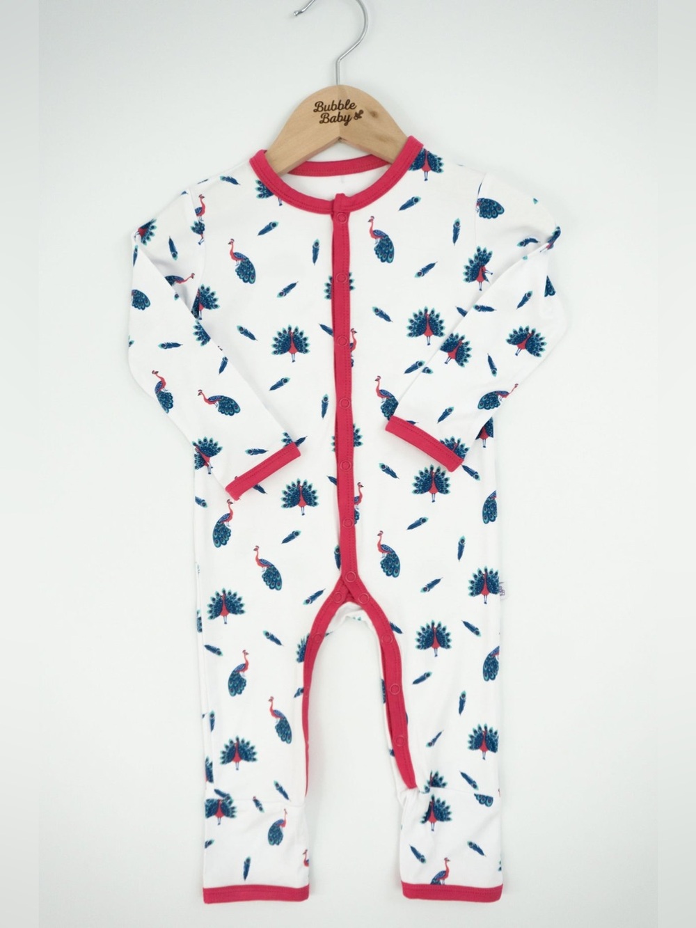 NWT Bubble Baby Snap Romper Pajama Peacock 12-18 Months